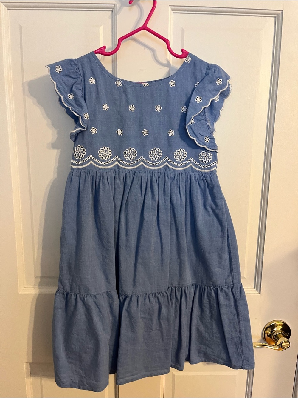 Cat & Jack Light Blue Eyelet Embroidered Tiered Dress
